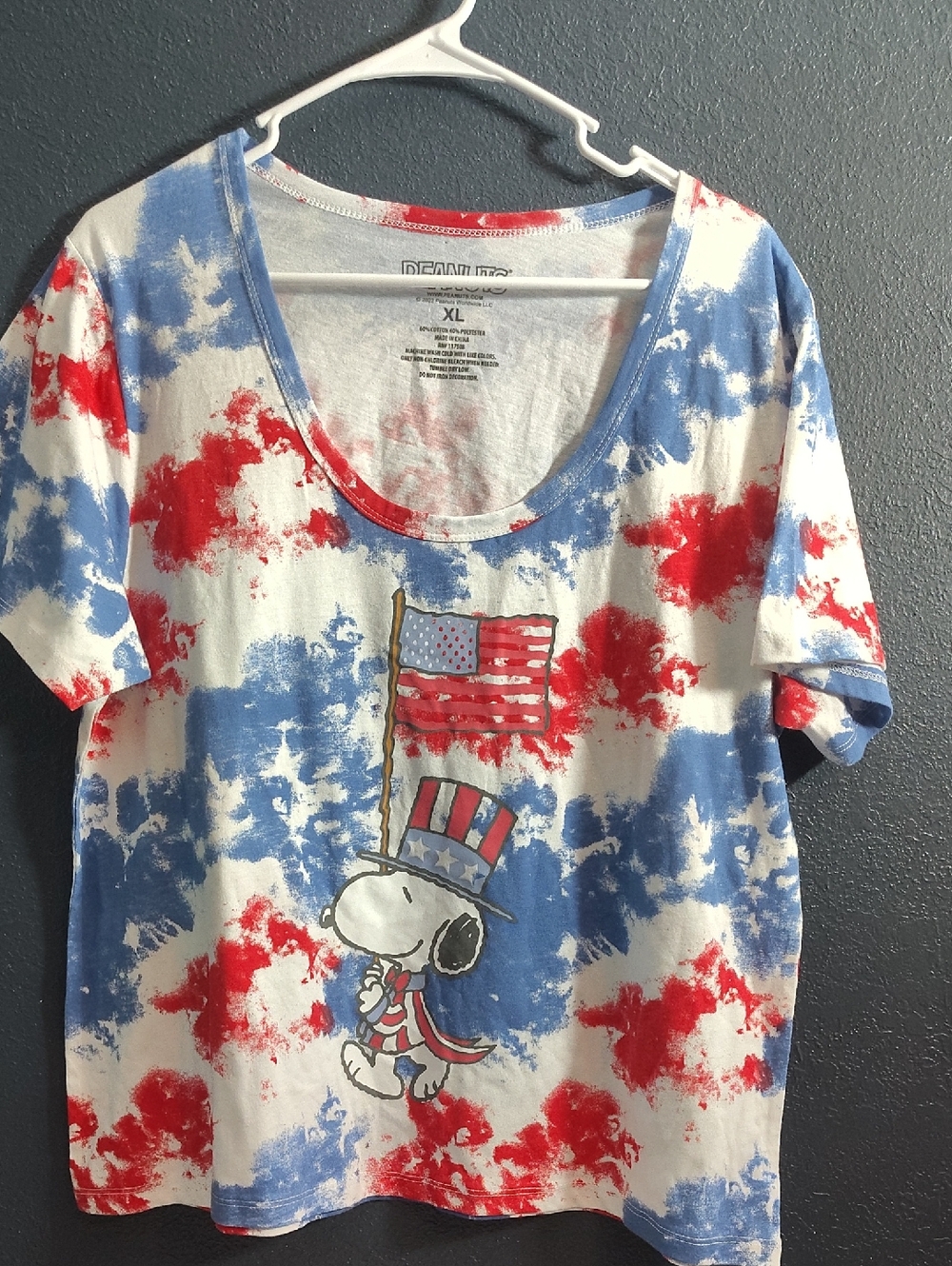 Patriotic Peanuts Snoopy Tie-Dye Tee - Red, Blue & White